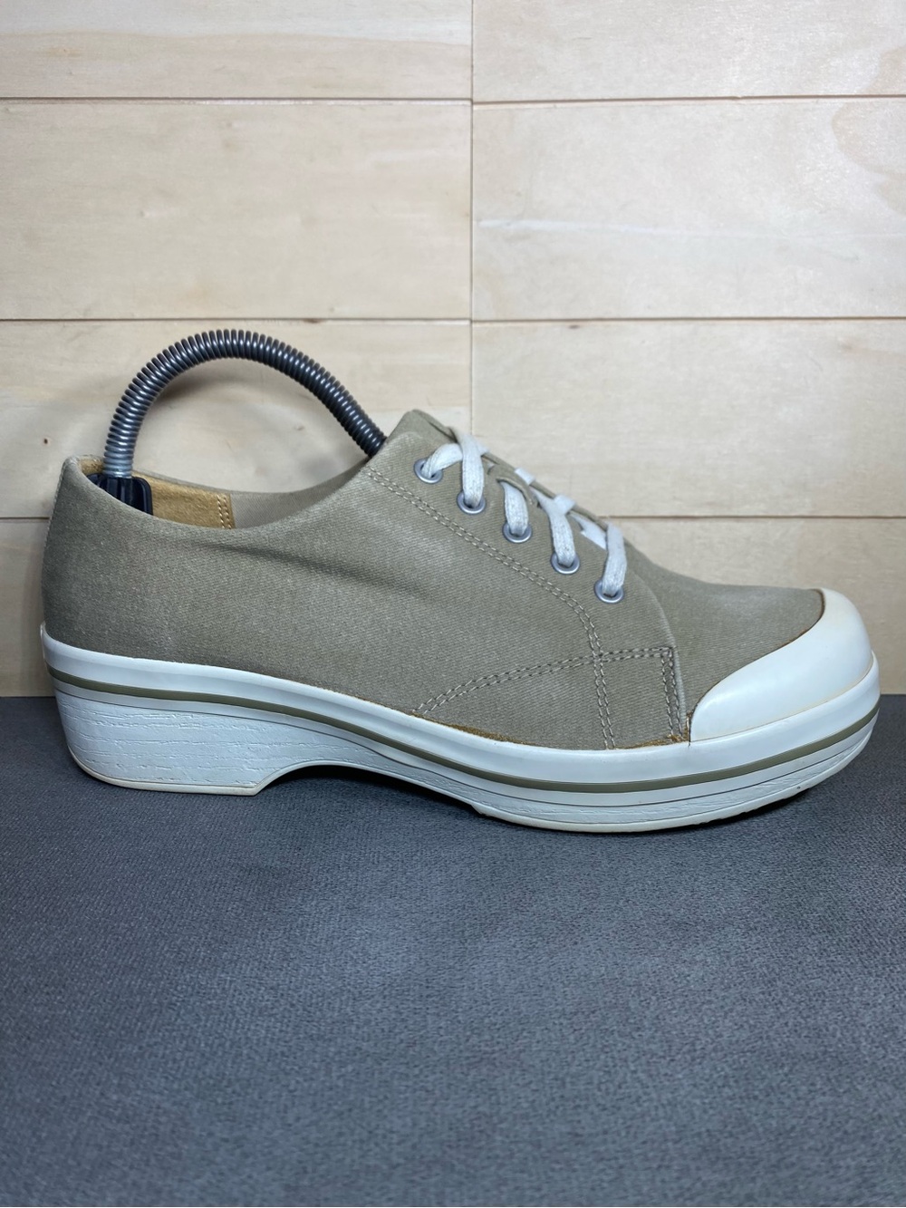 Dansko Veda Vegan Clogs Taupe Canvas Women's Size 9 Shoes EU39 Vintage Sneaker